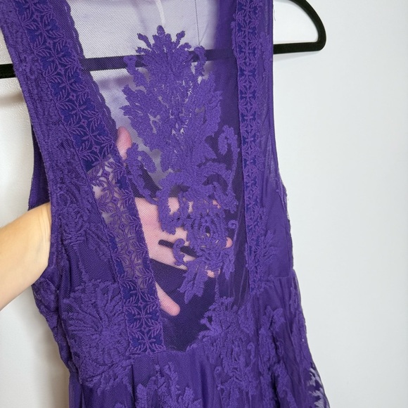 Free People Reign Over Me Purple Violet Lace Overlay Mini Dress - Size 2 - Picture 9 of 12